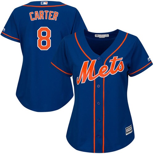 Mets #8 Gary Carter Blue Alternate Women's Stitched MLB Jersey